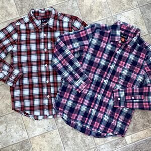 The Children's Place Plaid Button-Up Long Sleeve Tops Size: Medium 7/8 Girls